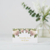 Elegante roze blush witte rozen visitekaartje (Staand voorkant)