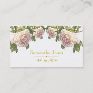 Elegante roze blush witte rozen visitekaartje