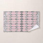 Elegante Roze Blush Zilveren Harlekijn Glitter Bad Handdoek (Handdoek)