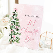 Elegante Roze Bogen Kerstboom Hot Chocolate Bar Reclamebord Met Voetstuk