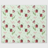 Elegante  Roze Bogen Tulpen Bloemenpatroon Cadeaupapier (Vlak)