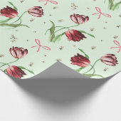 Elegante  Roze Bogen Tulpen Bloemenpatroon Cadeaupapier (Hoek)