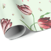 Elegante  Roze Bogen Tulpen Bloemenpatroon Cadeaupapier (Rol Hoek)