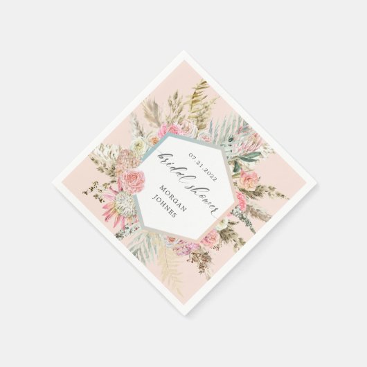 Elegante roze boheemse bloemige bruidsdouche servet (Hoek)