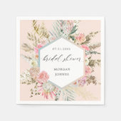 Elegante roze bohemian bloemige bruidsdouche servet (Voorkant)