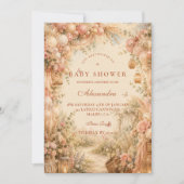 Elegante Roze Boho Baby Shower Kaart (Voorkant)