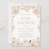 Elegante Roze Boho Bloemen Baby shower Uitnodiging (Voorkant)