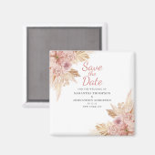 Elegante roze Boho Bloemen Botanical Save The Date Magneet (Voorkant / Achterkant)