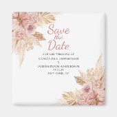 Elegante roze Boho Bloemen Botanical Save The Date Magneet (Voorkant)