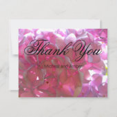 Elegante roze boho bloemen hortensia's bedankkaart (Voorkant)