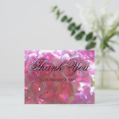Elegante roze boho bloemen hortensia's bedankkaart (Staand voorkant)
