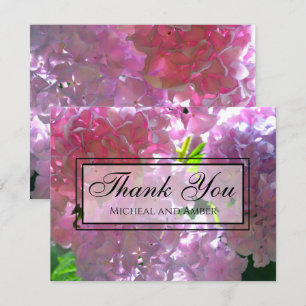 Elegante roze boho bloemen hortensia's bedankkaart