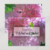 Elegante roze boho bloemen hortensia's bedankkaart (Voorkant / Achterkant)