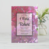 Elegante roze boho bloemen hortensia's bruiloft kaart (Staand voorkant)