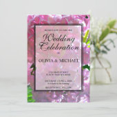 Elegante roze boho bloemen hortensia's bruiloft kaart (Staand voorkant)