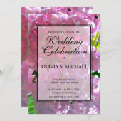 Elegante roze boho bloemen hortensia's bruiloft kaart (Voorkant / Achterkant)