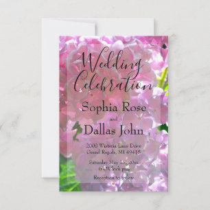 Elegante roze boho bloemen hortensia's bruiloft kaart