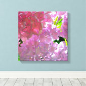 Elegante roze boho bloemen hortensia's canvas afdruk (Insitu (Houten vloer))