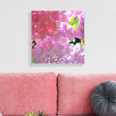 Elegante roze boho bloemen hortensia's canvas afdruk (Insitu (Woonkamer))