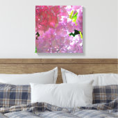 Elegante roze boho bloemen hortensia's canvas afdruk (Insitu (Slaapkamer))