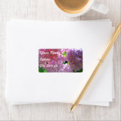 Elegante roze boho bloemen hortensia's etiket (Insitu)