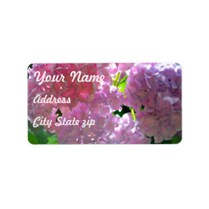 Elegante roze boho bloemen hortensia's etiket