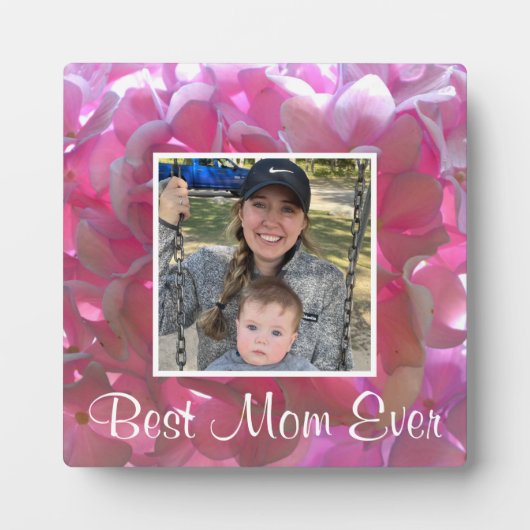 Elegante roze boho bloemen hortensia's fotoplaat (Voorkant)