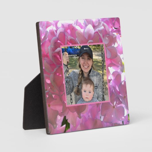 Elegante roze boho bloemen hortensia's fotoplaat (Voorkant)