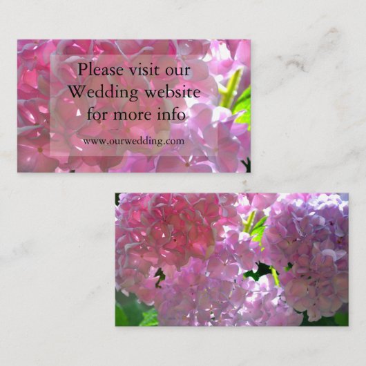 Elegante roze boho bloemen hortensia's informatiekaartje (Voorkant / Achterkant)