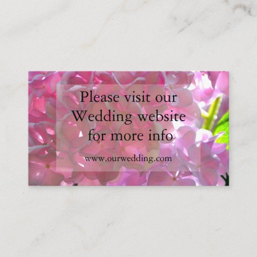 Elegante roze boho bloemen hortensia's informatiekaartje (Voorkant)