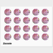 Elegante roze boho bloemen hortensia's ronde sticker (Vel)