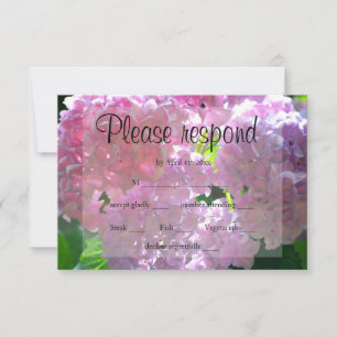 Elegante roze boho bloemen hortensia's RSVP kaartje