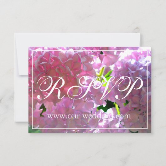 Elegante roze boho bloemen hortensia's RSVP Save The Date (Voorkant)