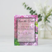 Elegante roze boho bloemen hortensia's save the date (Staand voorkant)