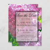Elegante roze boho bloemen hortensia's save the date (Voorkant / Achterkant)