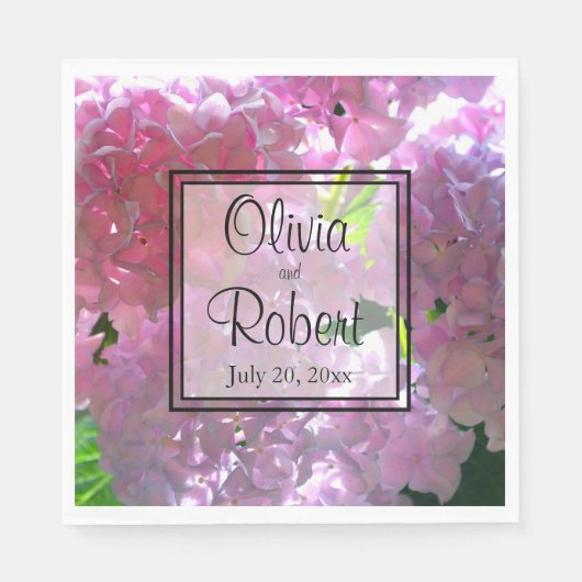 Elegante roze boho bloemen hortensia's servet (Voorkant)