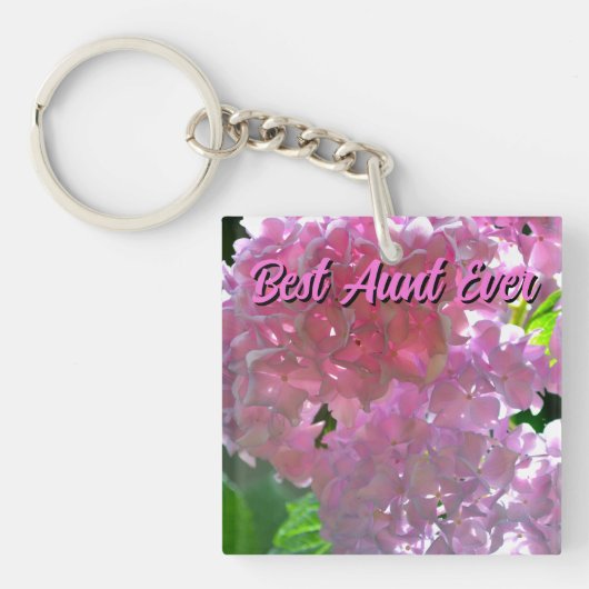 Elegante roze boho bloemen hortensia's sleutelhanger (Voorkant)