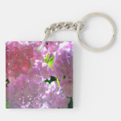 Elegante roze boho bloemen hortensia's sleutelhanger (Achterkant)