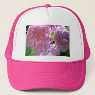 Elegante roze boho bloemen hortensia's trucker pet