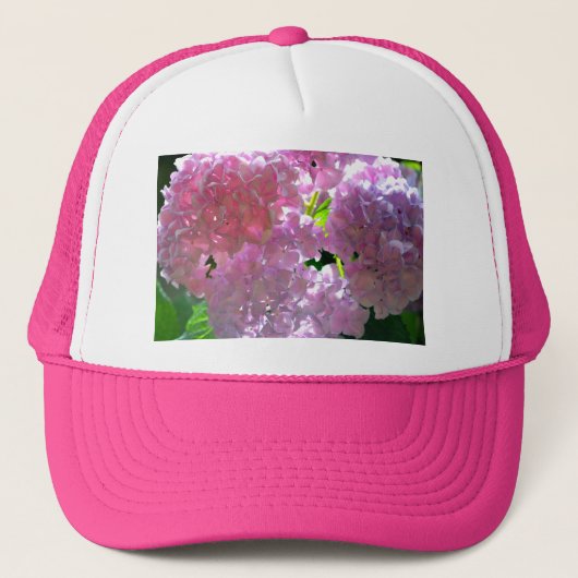 Elegante roze boho bloemen hortensia's trucker pet (Voorkant)