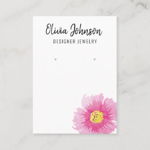 Elegante Roze Boho Bloemen Sieraden Oorbel Display Visitekaartje