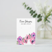 Elegante Roze Boho Bloemen Sieraden Oorbel Display Visitekaartje (Staand voorkant)