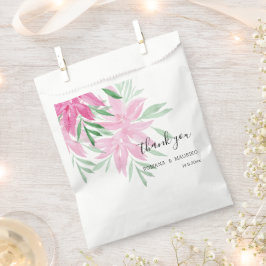 Elegante Roze Boho Bloemige Waterverf Bedankzakje