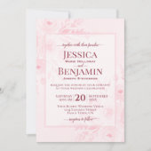 Elegante Roze Boho Chic Bloemige Bruiloft Kaart (Voorkant)