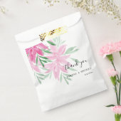 Elegante roze Boho Floral Waterverf Bedankzakje (Gezegeld)