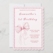 Elegante Roze Boog 1e Verjaardag voor Meisjes Kaart (Voorkant)