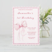 Elegante Roze Boog 1e Verjaardag voor Meisjes Kaart (Staand voorkant)