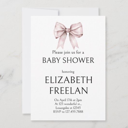 Elegante roze boog baby shower Uitnodiging (Achterkant)