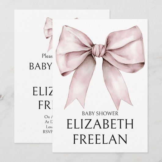 Elegante roze boog baby shower Uitnodiging (Voorkant / Achterkant)