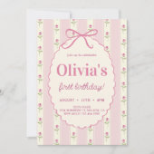 Elegante  Roze Boog Bloemen Verjaardag Kaart (Voorkant)